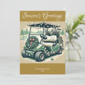 Gedecoreerde golfkar · Gouden foto Feestdagenkaart (Staand voorkant)