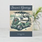 Gedecoreerde golfkar · Navy Blue Photo Feestdagenkaart (Staand voorkant)