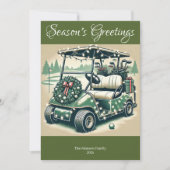 Gedecoreerde golfkar · Olijfgroene foto Feestdagenkaart (Voorkant)