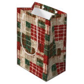 Gedecoreerde Grunge Geruite Lapjesdeken Tartan Medium Cadeauzakje (Achterkant Gekanteld)
