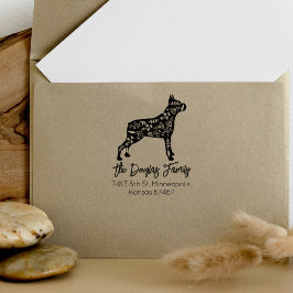 Gedecormeerd Boxer Family Return-adres Rubberstempel