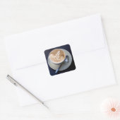 Gedecormeerd Cappucino Vierkante Sticker (Envelop)