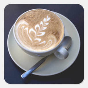 Gedecormeerd Cappucino Vierkante Sticker