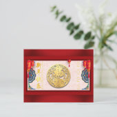 Gedecormeerd Chinees konijn Nieuwjaar 2023 HPC01 Feestdagenkaart (Staand voorkant)