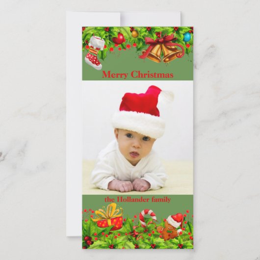 Gedecormeerd Holly met Kerstmis Feestdagenkaart (Voorkant)