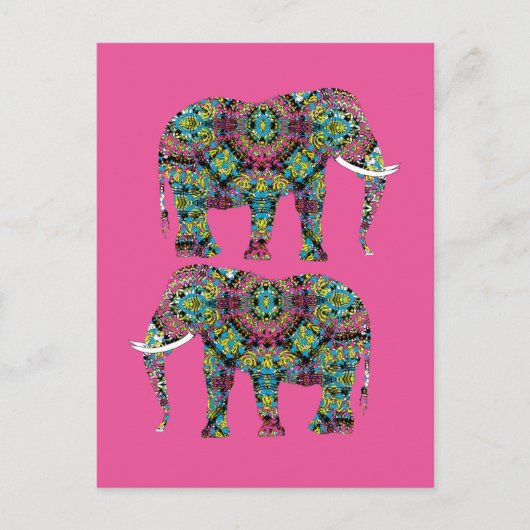gedecormeerd Indiaas ellephant-ontwerp Briefkaart (Voorkant)