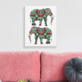 gedecormeerd Indiaas ellephant-ontwerp Canvas Afdruk (Insitu (Woonkamer))