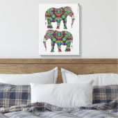 gedecormeerd Indiaas ellephant-ontwerp Canvas Afdruk (Insitu (Slaapkamer))