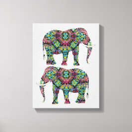  gedecormeerd Indiaas ellephant-ontwerp Canvas Afdruk