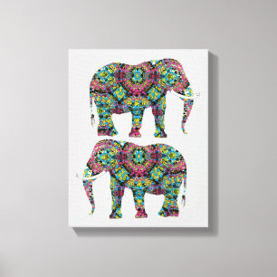  gedecormeerd Indiaas ellephant-ontwerp Canvas Afdruk