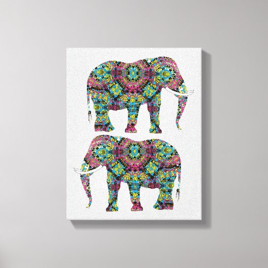 gedecormeerd Indiaas ellephant-ontwerp Canvas Afdruk (Voorkant)