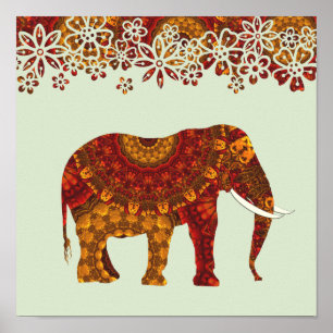  gedecormeerd Indiaas ellephant-ontwerp Poster
