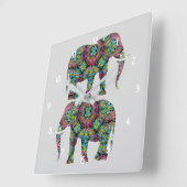  gedecormeerd Indiaas ellephant-ontwerp Vierkante Klok (Hoek)