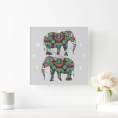  gedecormeerd Indiaas ellephant-ontwerp Vierkante Klok (Huis)