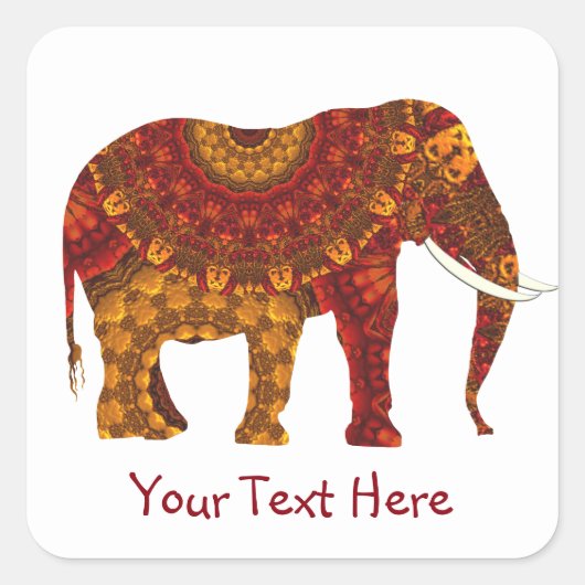 gedecormeerd Indiaas ellephant-ontwerp Vierkante Sticker (Voorkant)