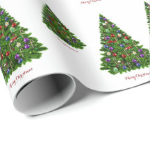 Gedecormeerd kerstboompapier met cadeautjes