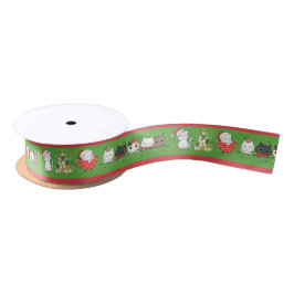 Gedecormeerd kerstkatten Satin Ribbon Satijnen Lint
