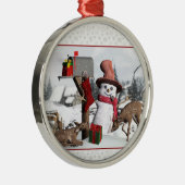 Gedecormeerd mailboxknooppunt Snowman Deer Silver- Metalen Ornament (Rechts)