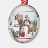 Gedecormeerd mailboxknooppunt Snowman Deer Silver- Metalen Ornament (Links)