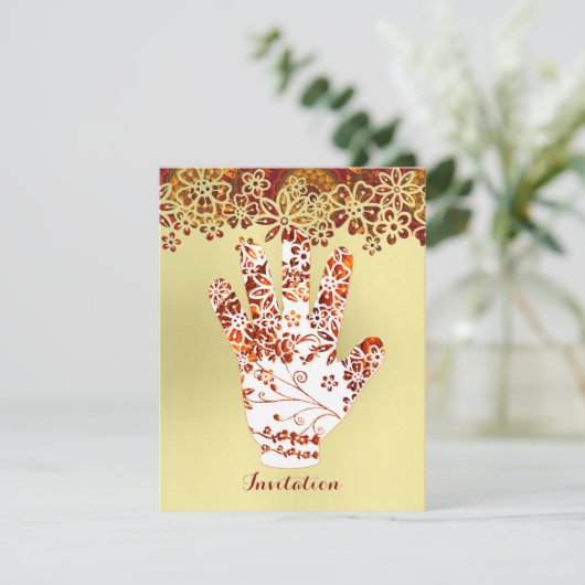  gedecormeerd Mehndi Henna Hand Design Kaart (Staand voorkant)