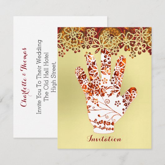  gedecormeerd Mehndi Henna Hand Design Kaart (Voorkant / Achterkant)