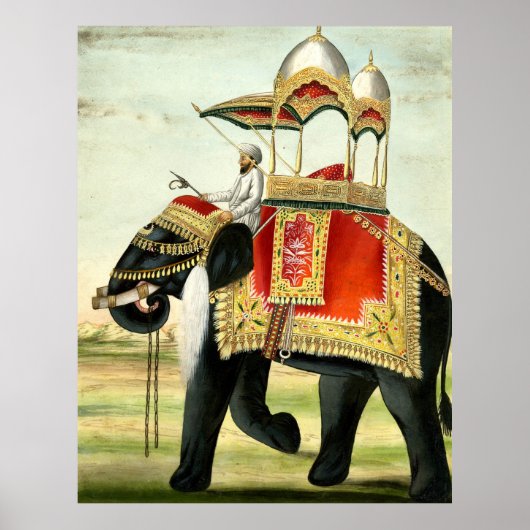  gedecormeerd olifant met howdah schilderen poster (Voorkant)