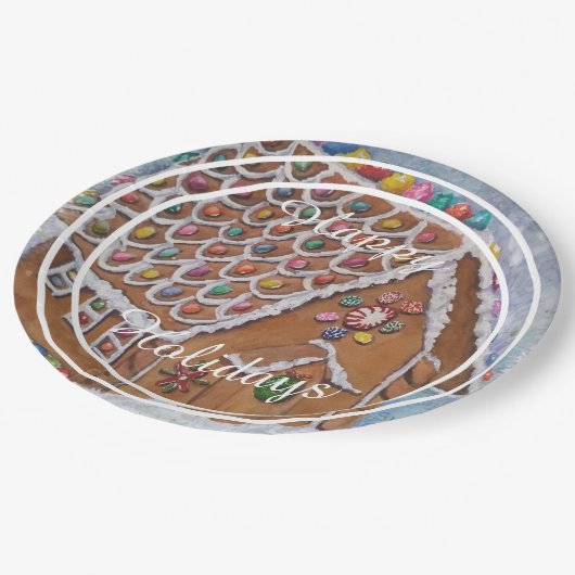 Gedecormeerd ontbijtkoek Gelukkig feestfeest Papieren Bordje (Gekanteld)