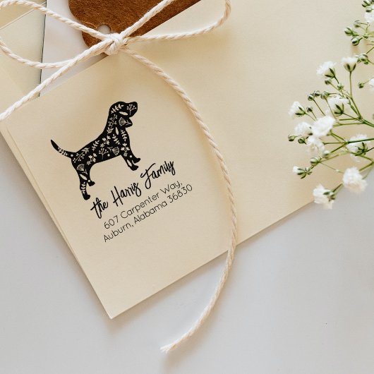 Gedecormeerd Retouradres van Beagle Familie Rubberstempel