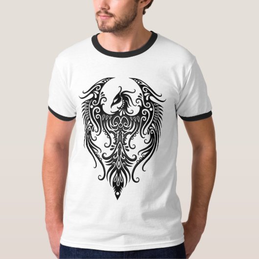 Gedecormeerd zwart-wit Phoenix T-shirt (Voorkant)