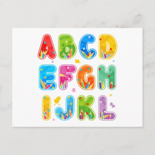 Gedecormeerde ABC-set, letters A-L Briefkaart (Voorkant)