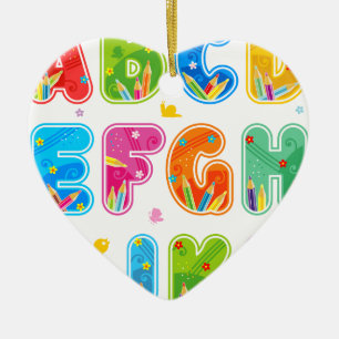 Gedecormeerde ABC-set, letters A-L Keramisch Ornament