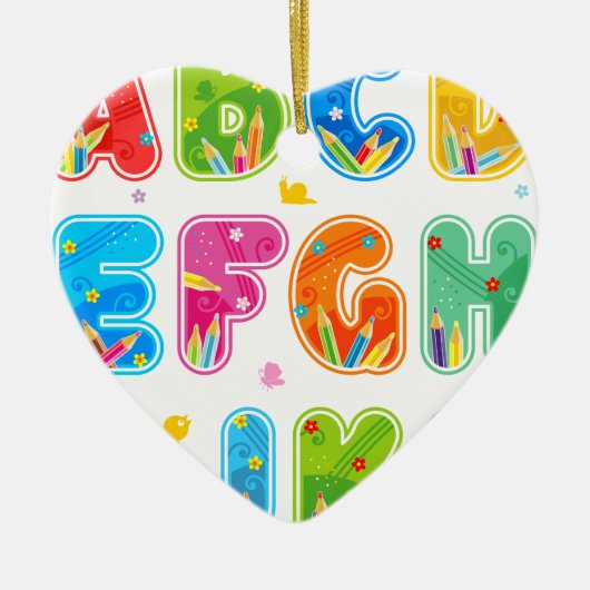 Gedecormeerde ABC-set, letters A-L Keramisch Ornament (Voorkant)