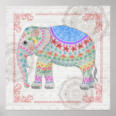 Gedecormeerde Boho Style Elephant Art Poster (Voorkant)