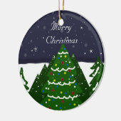 Gedecormeerde bomen die op een winternacht schijne keramisch ornament (Links)