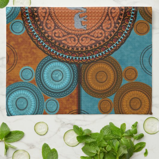 Gedecormeerde Elephants Kitchen Towel Theedoek (Gevouwen)