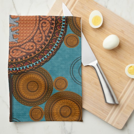 Gedecormeerde Elephants Kitchen Towel Theedoek (Quarter Fold)