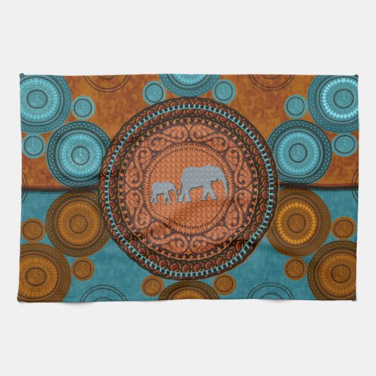 Gedecormeerde Elephants Kitchen Towel Theedoek (Horizontaal)