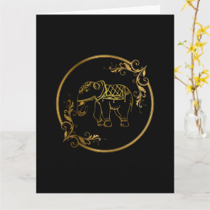 Gedecormeerde Indiase olifant in Gold Lijst Lotus Kaart