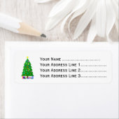 Gedecormeerde kerstbomen en kerstcadeautjes etiket (Insitu)