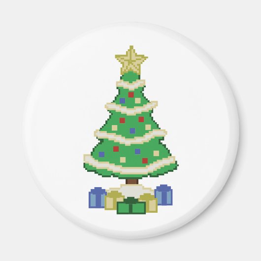 Gedecormeerde kerstboom, 8-bits videogame Style Ma Magneet (Voorkant)