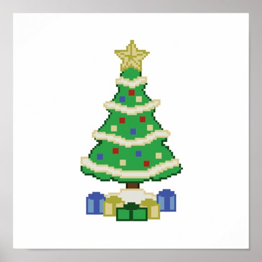 Gedecormeerde kerstboom, 8-bits videogame Style Po Poster (Voorkant)