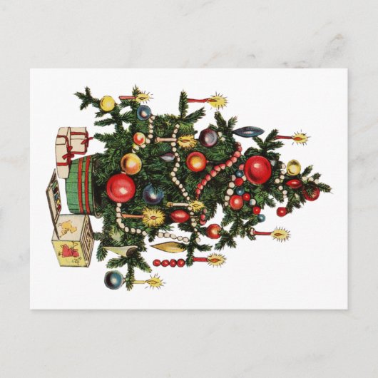  gedecormeerde kerstboom aankondigingskaart (Voorkant)