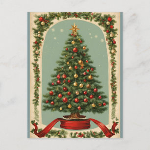 gedecormeerde kerstboom feestdagenkaart