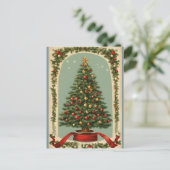  gedecormeerde kerstboom feestdagenkaart (Staand voorkant)