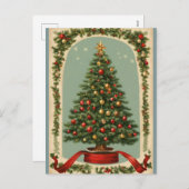  gedecormeerde kerstboom feestdagenkaart (Voorkant / Achterkant)