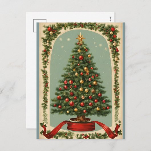  gedecormeerde kerstboom feestdagenkaart (Voorkant / Achterkant)