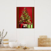 Gedecormeerde kerstboom met Poster van cadeaus (Keuken)