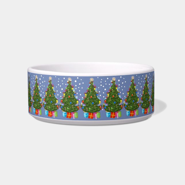 Gedecormeerde kerstboom Pet Bowl Voerbakje (Voorkant)