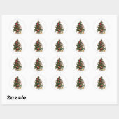  gedecormeerde kerstboom ronde sticker (Vel)