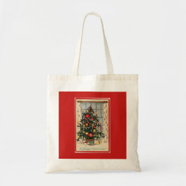 gedecormeerde kerstboom rood tote bag